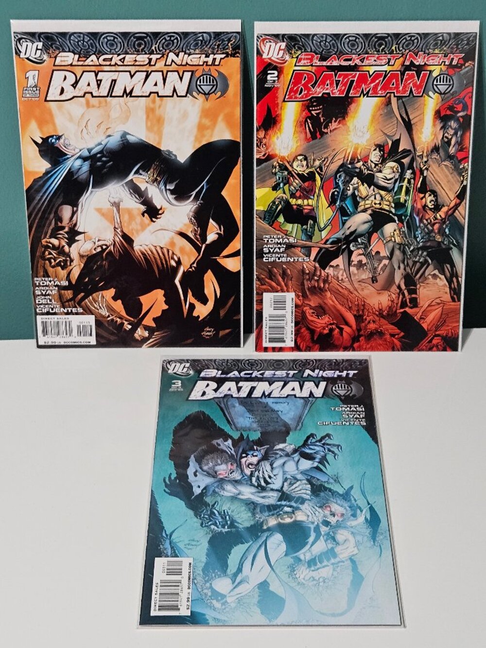 Blackest Night Batman #1-3 DC Comics 2009 Complete Mini Series C-060